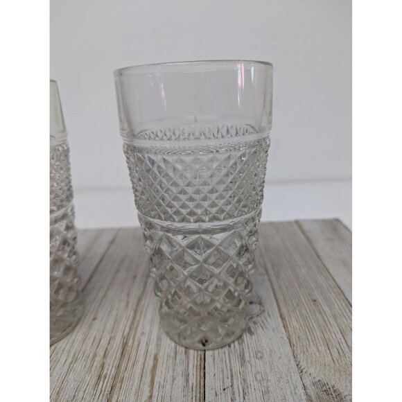 Anchor Hocking Wexford Set 2 Diamond Point Tumblers 6 1/2" Drinking Glasses - Picture 2 of 5